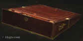 Regency brass edged mahogany writing box with  secret  drawers, by Thomas Lund of Cornhill, a replacement leather writing surface and compartments for pens and stationery. Circa 1820 Enlarge Picture